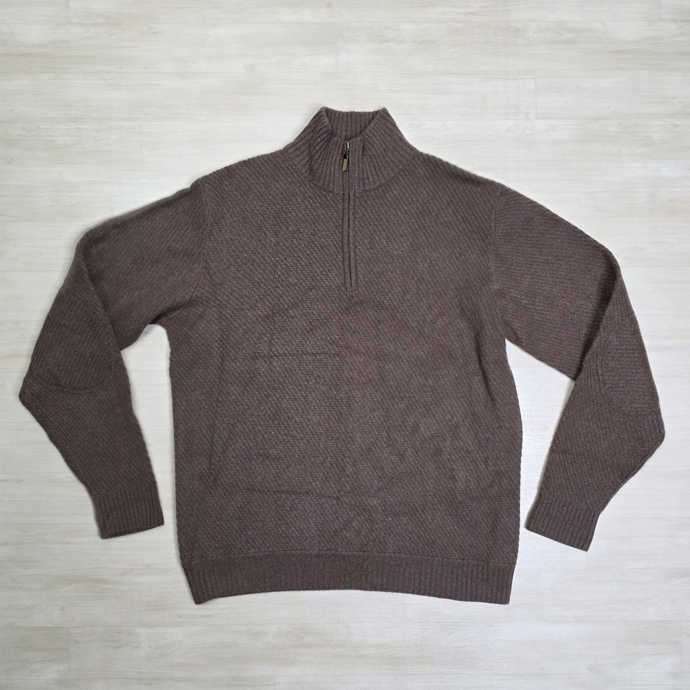 Kinross Cashmere Sweater Men's Medium Quarter 1/4 Zip Pullover 100% Cashmere